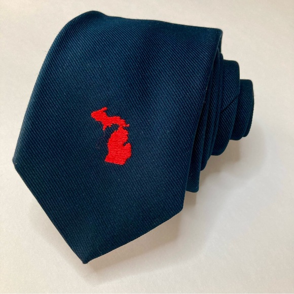 Vintage Michigan Mitten & UP Embroidered State for Jacobsons Classic Tie - Picture 5 of 5